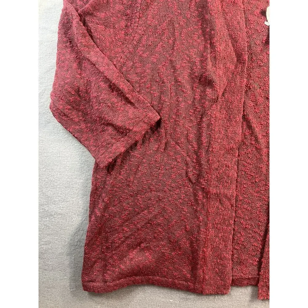 C.J. Banks Women's 1X Burgundy Marled Open Front Cardigan Sweater New